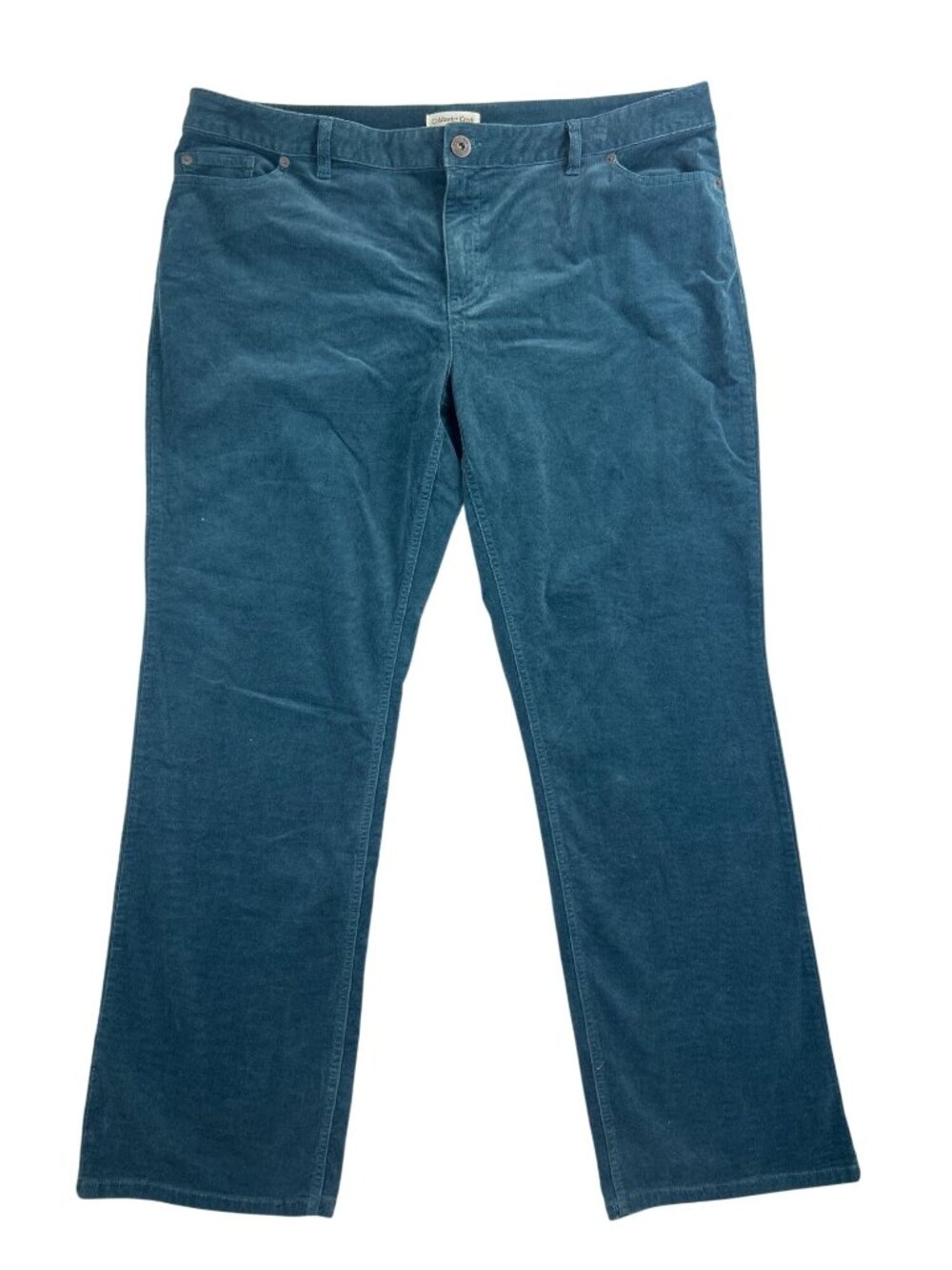 Coldwater Creek Women's 20 Teal Blue Corduroy Pants Straight Leg Fall Coastal
